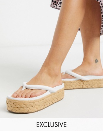 ASRA Exclusive Ember Flatform Espadrilles Bijele - Ženske Sandale | 03286DMUJ